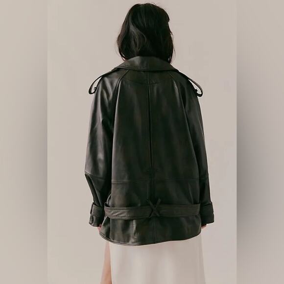 We The Free Dark And Stormy Leather Short Trench - Picture 4 of 9